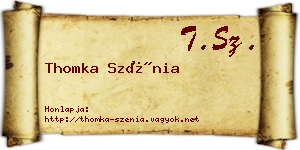 Thomka Szénia névjegykártya
